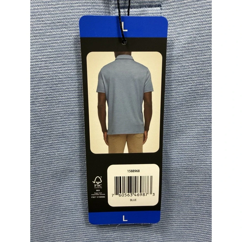 Banana Republic Men's Cotton Luxe Touch Polo Shirt, Blue, Large